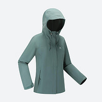 DECATHLON 迪卡侬 户外硬壳冲锋衣女款春秋登山服防风防水夹克风衣运动外套MH150 野萝绿-2024年新 XS