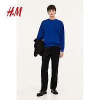 H&M HM 男装卫衣春季舒适柔软大廓形刺绣小花长袖上衣1114972