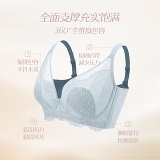 香蜜闺秀【聚拢上托美背内衣】无痕收副乳大胸显小舒适透气内衣文胸罩 灰色 E85(38)