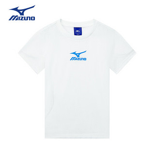 美津浓（MIZUNO）Mizuno儿童短袖T恤夏季百搭透气男童女童户外运动上衣t 白色 120cm (身高115-125cm)