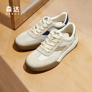 森达板鞋男款2024夏季运动风潮流户外休闲德训鞋ZYS19BM4【预售】 白色杏 40