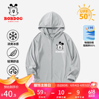 BoBDoG巴布豆卡乐儿童防晒衣男童吸湿排汗UPF50+科技速干防晒服 灰 瞪眼巴布x 165