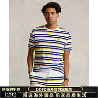 Polo Ralph Lauren男士条纹半袖毛圈布t恤显高显瘦休闲 White Multi M