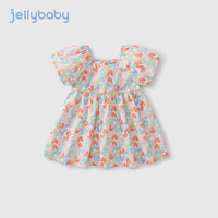 JELLYBABY女童裙子夏季宝宝洋气时髦公主裙夏款小童夏装衣服纯棉儿童连衣裙 彩色