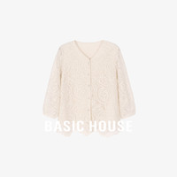 Basic House/百家好春夏法式蕾丝提花小香女士衬衫--B0624B5S822 卡其 S90-105斤