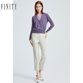 FINITY菲妮迪羊毛衫2023年春季新款简约气质时尚显瘦针织打底女 紫色 