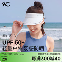 VVC遮阳帽女夏季防紫外线防晒帽运动网球帽跑步空顶帽户外沙滩太阳帽 简约白