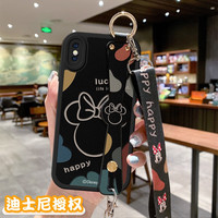 壳比匠【迪士尼授权】苹果xr手机壳可爱卡通女新款斜跨腕带支架一体硅胶软边防摔时尚潮流保护套 【