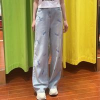 IEF/爱依服2024夏季牛仔阔腿裤春秋显瘦休闲裤高腰百搭薄款 牛仔蓝 S