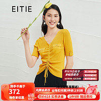 爱特爱（EITIE）v领抽绳修身针织衫上衣夏季通勤时尚显瘦T恤6501211 丹桂78 L 40/165/88A