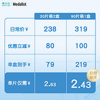 BAUSCH+LOMB 博士伦 Medalist透明近视隐形眼镜日抛30/90片高清水润官方旗舰店