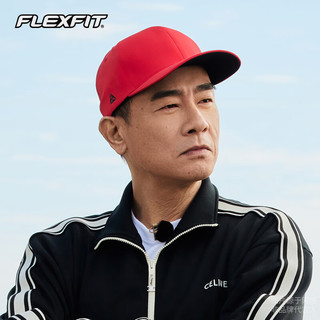 FLEXFITDELTA系列防水棒球帽硬顶高顶帽子男大头围全封美式鸭舌帽女潮牌 红色(可调节） 可调节款（54-60cm）