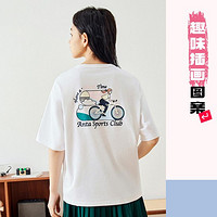 ANTA 安踏 宽松短袖t恤女2024夏季潮流百搭显瘦休闲运动针织衫学生上衣