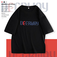 Deerway 德尔惠 夏季潮流休闲宽松舒适透气字母印花男式运动T恤