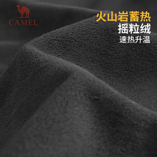 骆驼（CAMEL）火山岩发热户外冲锋软壳裤女秋冬防风防水加绒登山裤男 A23CAVV106，幻影黑，女 L