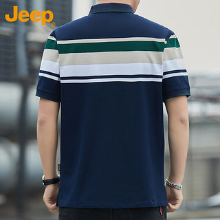 吉普（JEEP）短袖T恤男夏季Polo商务休闲衫男士潮流凉感衣服男装 宝蓝 XL 