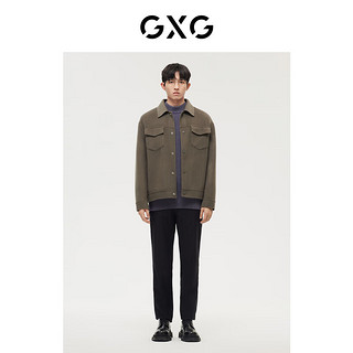 GXG男装 自然纹理系列军绿色时尚短大衣 2022年冬季 军绿 180/XL