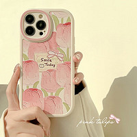 FlowerPig 草莓花朵15适用iphone14pro max苹果11手机壳12女xr保护13套X 奶白 卡片油画郁金 12 (6.1)