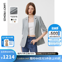 朗姿设计感时尚气质西装女时髦洋气修身职业西服外套 浅雾霾蓝色 M