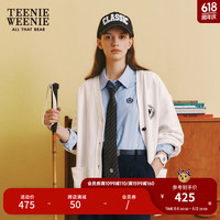 Teenie Weenie小熊春装V领卫衣开衫外套宽松韩版学院风 白色 1