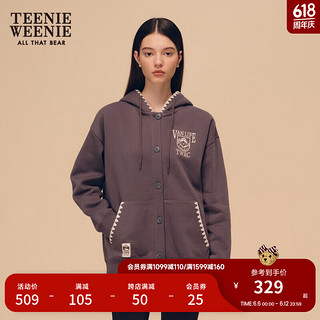 Teenie Weenie小熊加绒卫衣女秋冬保暖舒适时尚连帽卫衣外套女