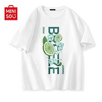 名创优品（MINISO）纯棉t恤男夏季2024衣服青少年亲肤透气时尚宽松大码冰感短袖 白色(大清凉夏季) 170/M(30天质量问题全额退)