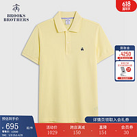 布克兄弟（BrooksBrothers）男24夏刺绣logo纯棉休闲翻领短袖Polo衫 7000-浅黄色 L