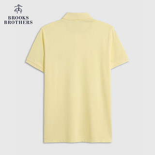 布克兄弟（BrooksBrothers）男24夏刺绣logo纯棉休闲翻领短袖Polo衫 7000-浅黄色 L