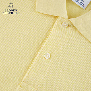 布克兄弟（BrooksBrothers）男24夏刺绣logo纯棉休闲翻领短袖Polo衫 7000-浅黄色 L