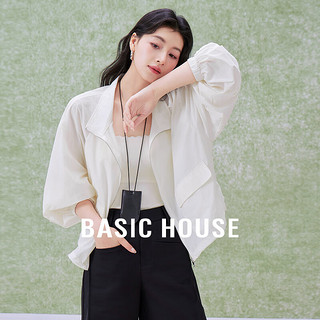 百家好（Basic House）薄款防晒衬衫女长袖衬衣外套透气B0624B5C992 米白 M