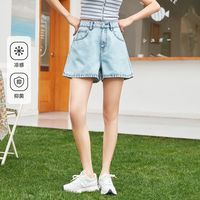 【凉感抗菌】森马 Semir牛仔裤女做旧帅气夏季款宽松短裤直筒小个子潮酷