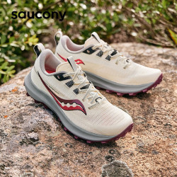saucony索康尼游隼13缓震户外越野鞋跑山运动鞋跑鞋女米红38