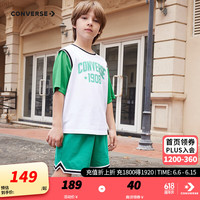 Converse匡威儿童装男童夏装短袖T恤短裤夏季2024中大童套装 深薄荷 160/76