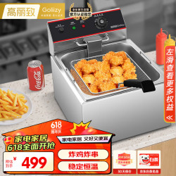 高丽致Goliizy 高丽致（Goliizy）电炸炉商用油炸锅家用油炸机油条机电炸锅油炸炉炸串机油条薯条机小吃设备 GLZ-ZL11 单缸单筛｜20L大容量