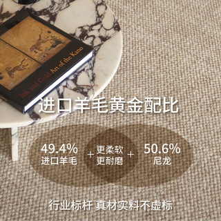 青山美宿大宅标配耐脏宝藏毯 新西兰羊毛地毯侘寂客厅卧室简约高级感 大宅标配（素色米驼） 200×300CM
