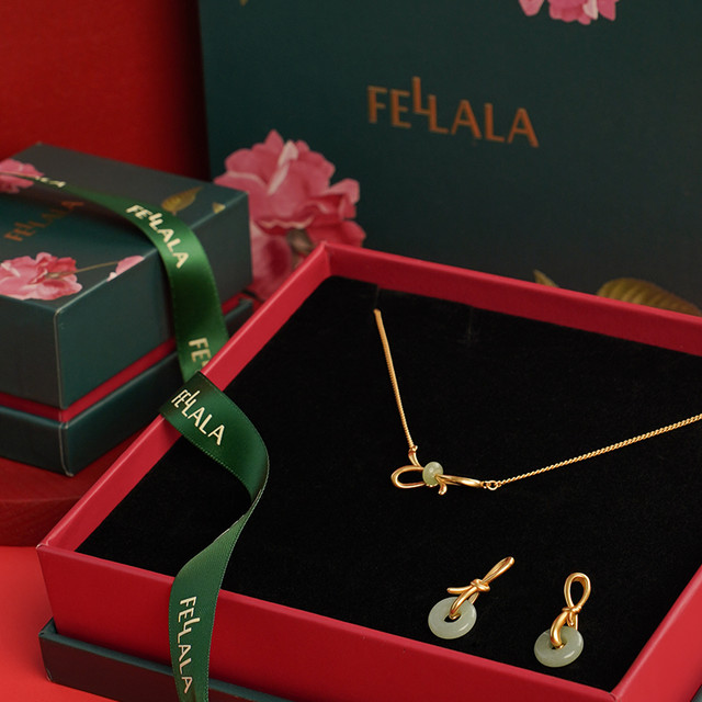 fellala 翡拉拉 原创小众设计感平安扣玉石耳环项链女高级感时尚潮
