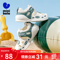 MINI BALA迷你巴拉童鞋儿童学步鞋夏季宝宝男女童透气耐磨防滑镂空休闲鞋子 米/