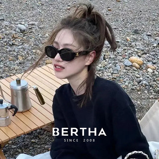 Bertha 贝尔莎 复古凯旋雪地墨镜女士高级感2023椭圆近视太阳眼镜防晒紫外线