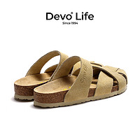 Devo 的沃 软木拖鞋女包头平底防滑夏季休闲时尚复古文艺凉拖24023