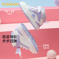 88VIP：巴拉巴拉 童鞋儿童板鞋高帮运动小白鞋新款蝴蝶结甜美洋气防滑