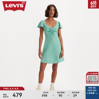 Levi's【商场同款】李维斯24夏季新款女士时尚百搭碎花短袖连衣裙 绿色