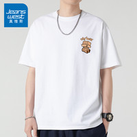 JEANSWEST 真维斯 日系短袖t恤男潮牌印花半袖夏季纯棉青年宽松打底衫男