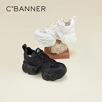 88VIP：C.BANNER 千百度 厚底增高机能鞋女款2024春夏新款网面时尚老爹鞋运动休闲鞋