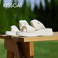 88VIP：KISSCAT 接吻猫 2024夏季新款云朵软枕厚底凉拖舒软度假风拖鞋外穿