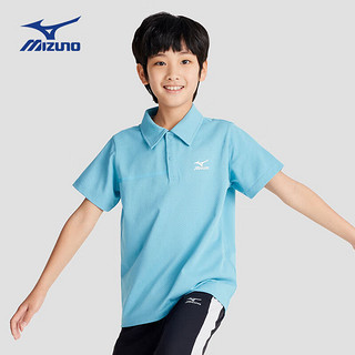 美津浓（MIZUNO）/Mizuno儿童夏季时尚运动POLO上衣透气带领薄款短袖 群青色 160CM(85-100斤)