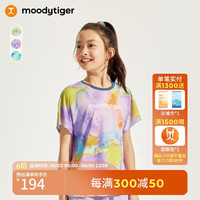moodytiger【网球系列】女童速干短袖T恤夏季印花透气儿童运动上衣