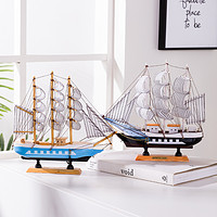 海貝海 歐式小木船漁船實木玩具小帆船模型生日禮物船擺件木質地中海裝飾