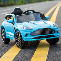 酷太陽 阿斯頓馬丁四驅授權兒童電動車帶遙控玩具可坐人搖擺嬰兒車藍色