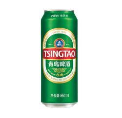 tsingtao青岛啤酒经典系列10度大罐装听装整箱啤550ml18罐赠千禧临门