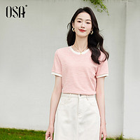 OSA 欧莎 女士法式小香风短袖针织衫